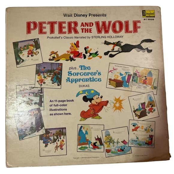 Walt Disney Sorcerer's Apprentice Peter And The Wolf Vinyl Record & Picture Book - Picture 2 of 9